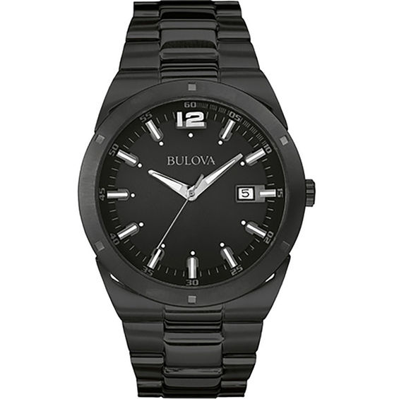 Men's Bulova Classic Black IP Watch with Black Carbon Fibre Dial (Model ...