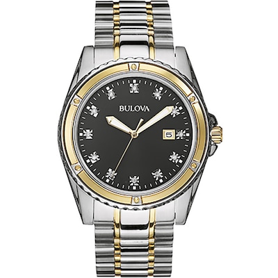 Men's Bulova Diamond Accent Watch with Black Dial (Model: 98D122)