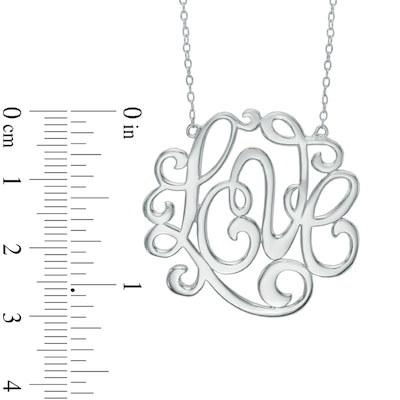 Script Monogram "Love" Necklace in Sterling Silver