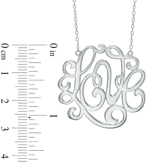 Script Monogram "Love" Necklace in Sterling Silver