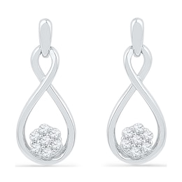 0.10 CT. T.W. Diamond Cluster Infinity Drop Earrings in 10K White Gold