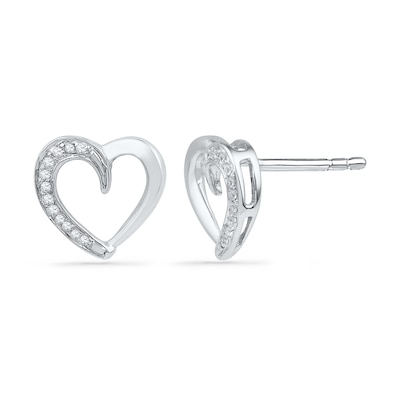 0.10 CT. T.W. Diamond Heart Stud Earrings in 10K White Gold