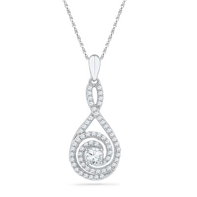 0.50 CT. T.W. Diamond Spiral Teardrop Pendant in 10K White Gold