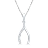 Diamond Accent Wishbone Pendant in 10K Gold