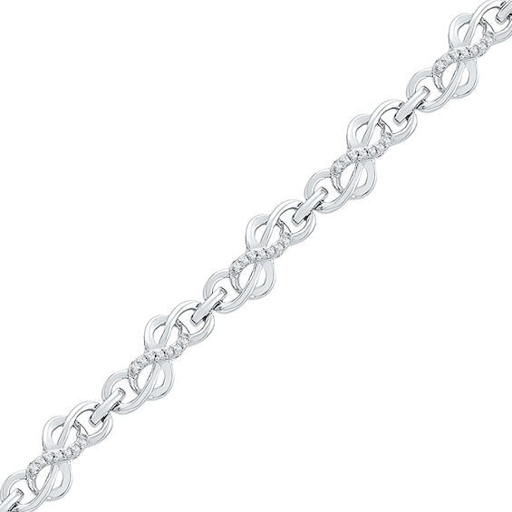 0.25 CT. T.W. Diamond Double Infinity Bracelet in Sterling Silver - 7.25"