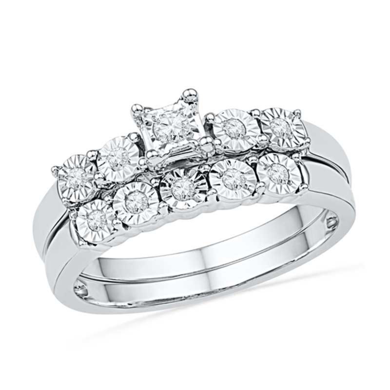 sterling silver diamond bridal set