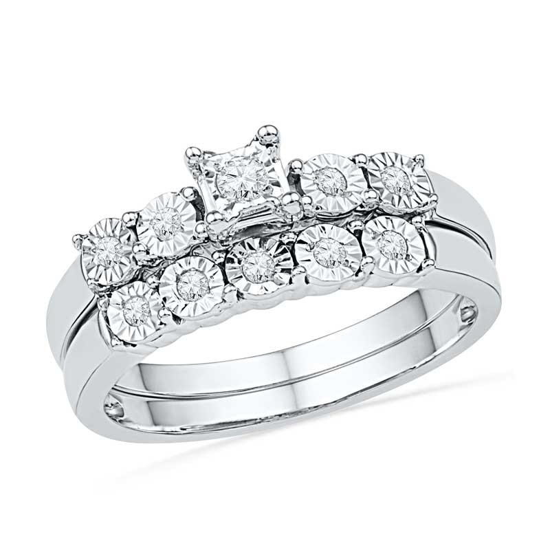 0.16 CT. T.W. Diamond Bubble Bridal Set in Sterling Silver|Peoples Jewellers