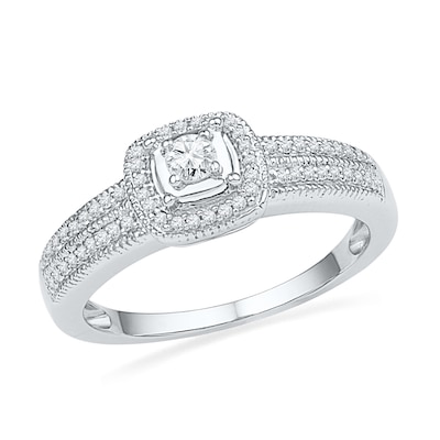 0.25 CT. T.W. Diamond Square Frame Promise Ring in Sterling Silver