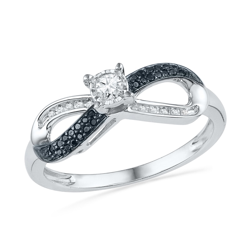 0.20 CT. T.W. Enhanced Black and White Diamond Infinity Ring in Sterling Silver|Peoples Jewellers