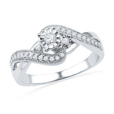 0.25 CT. T.W. Diamond Twist Shank Promise Ring in Sterling Silver