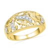 0.13 CT. T.W. Diamond Floral Dome Ring in Sterling Silver and 14K Gold Plate