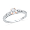 0.33 CT. T.W. Princess-Cut Diamond Frame Promise Ring in Sterling Silver and 10K Rose Gold