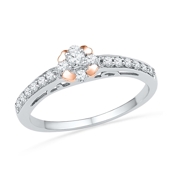 0.33 CT. T.W. Princess-Cut Diamond Frame Promise Ring in Sterling Silver and 10K Rose Gold