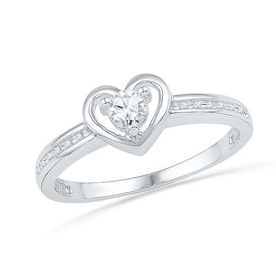 0.10 CT. T.W. Diamond Heart Promise Ring in Sterling Silver