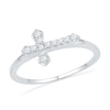 0.13 CT. T.W. Diamond Sideways Cross Ring in Sterling Silver