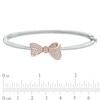 Lab-Created White Sapphire Bow Bangle in Sterling Silver with 18K Rose Gold Plate