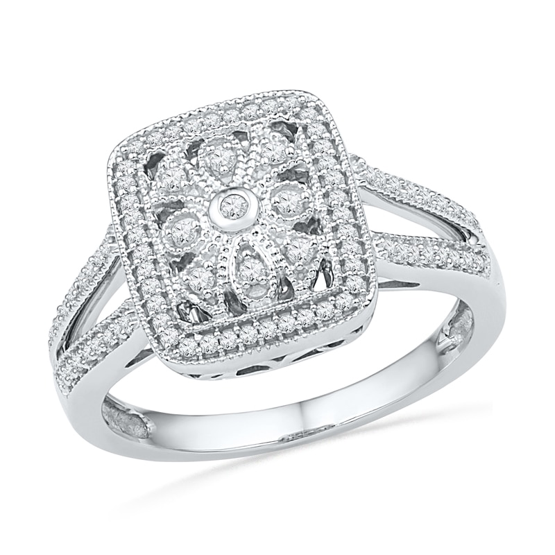 0.33 CT. T.W. Diamond Vintage-Style Ring in Sterling Silver|Peoples Jewellers