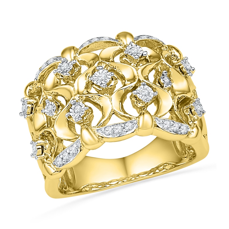 0.16 CT. T.W. Diamond Woven Band in Sterling Silver and 14K Gold Plate|Peoples Jewellers