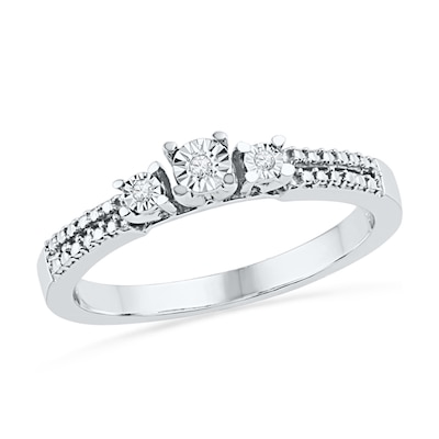 Diamond Accent Three Stone Promise Ring in Sterling Silver