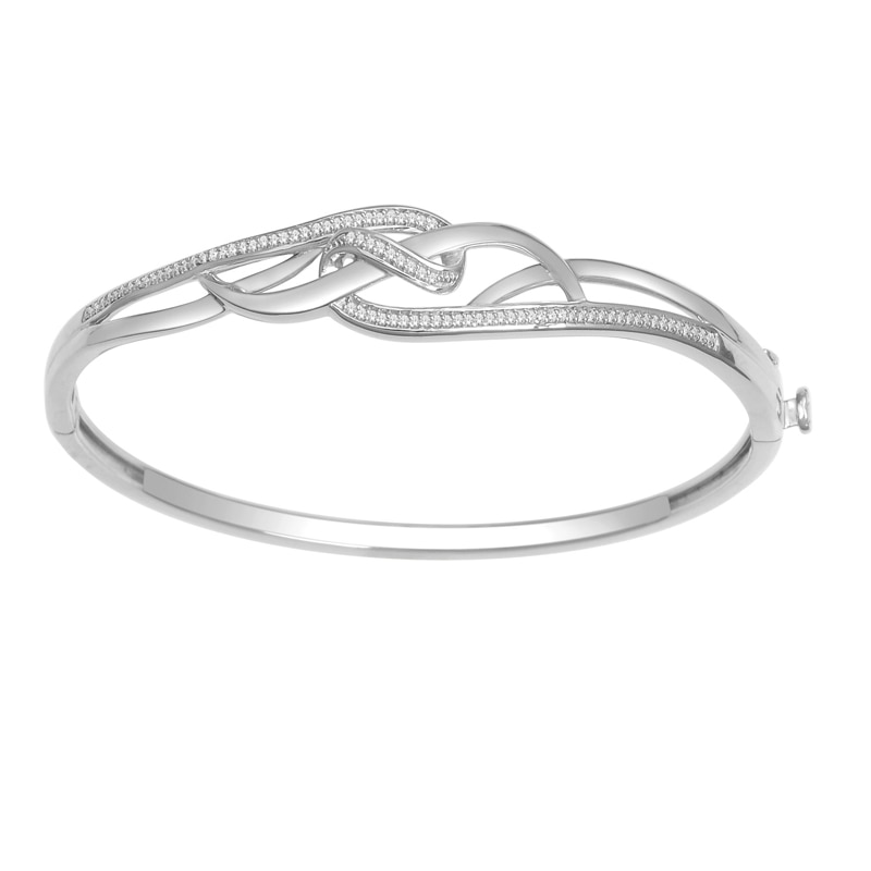0.20 CT. T.W. Diamond Loose Braid Bangle in Sterling Silver