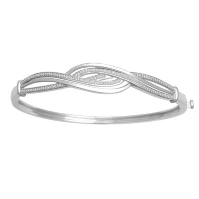 0.33 CT. T.W. Diamond Double Row Bypass Bangle in Sterling Silver