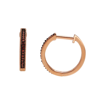 0.10 CT. T.W. Enhanced Cognac Diamond Hoop Earrings in 10K Rose Gold