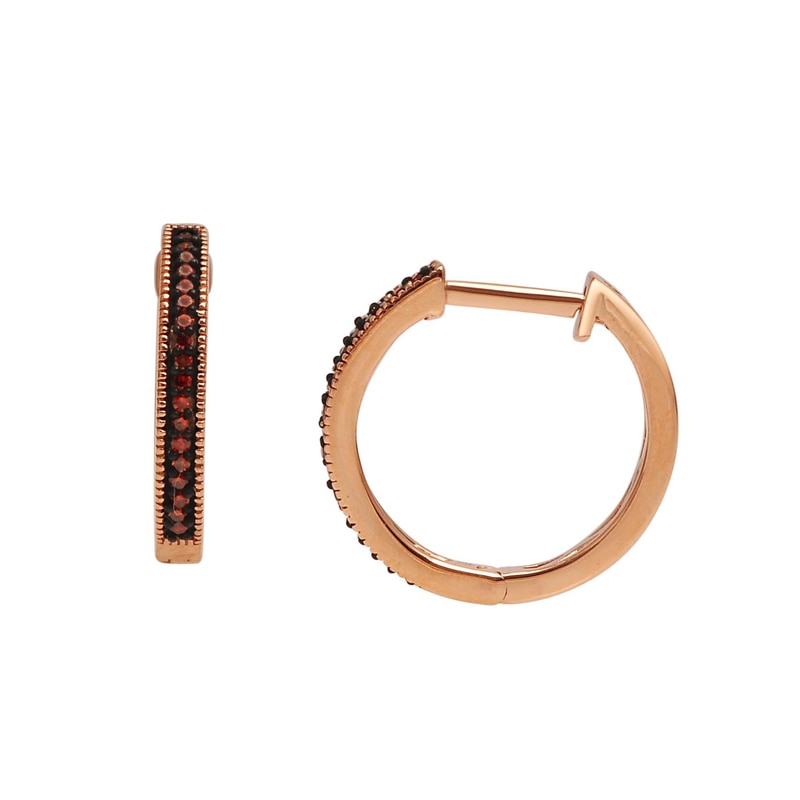 0.10 CT. T.W. Enhanced Cognac Diamond Hoop Earrings in 10K Rose Gold|Peoples Jewellers