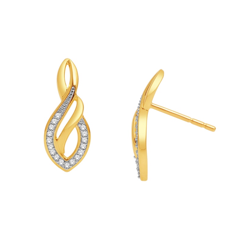 Diamond Accent Infinity Flame Drop Earrings in 10K Gold|Peoples Jewellers