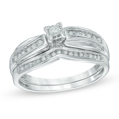 0.16 CT. T.W. Diamond Bridal Set in Sterling Silver