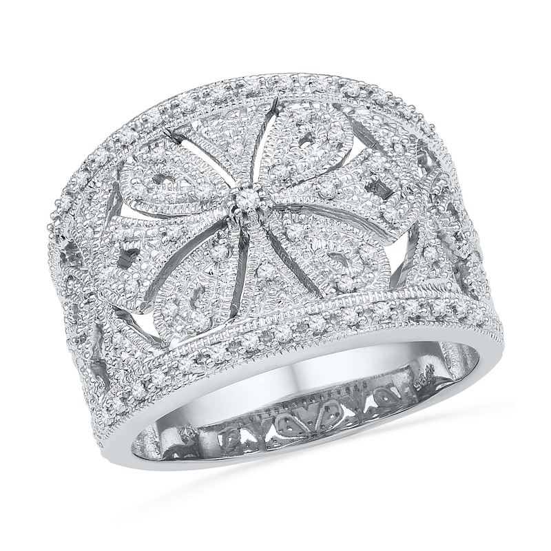0.33 CT. T.W. Diamond Vintage-Style Windmill Ring in Sterling Silver|Peoples Jewellers