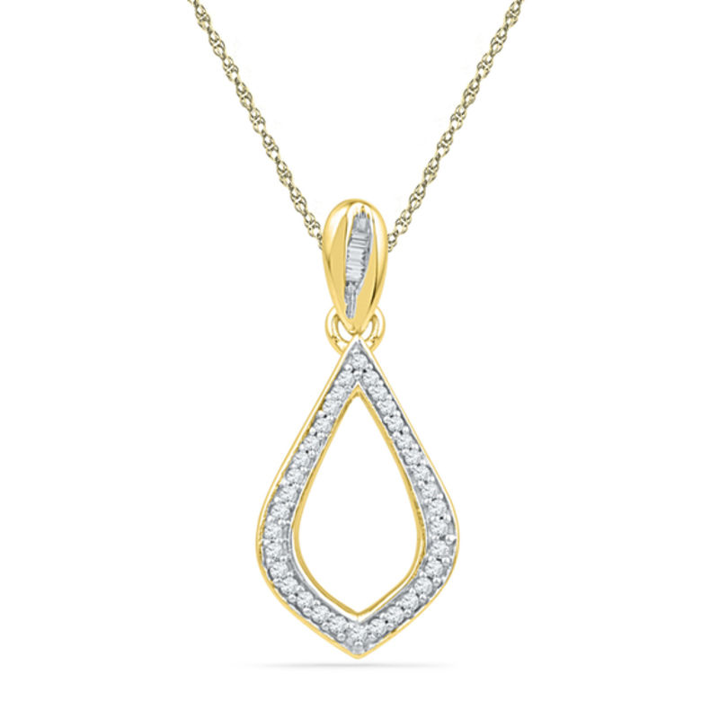 0.13 CT. T.W. Diamond Petal Pendant in 10K Gold