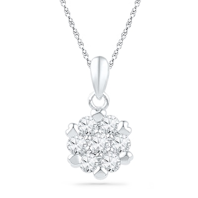 0.50 CT. T.W. Diamond Flower Cluster Pendant in 10K White Gold