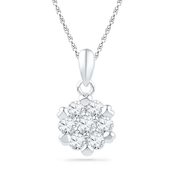 0.50 CT. T.W. Diamond Flower Cluster Pendant in 10K White Gold