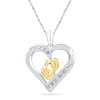 Thumbnail Image 0 of 0.10 CT. T.W. Diamond Motherly Love Heart Pendant in Sterling Silver and 14K Gold Plate