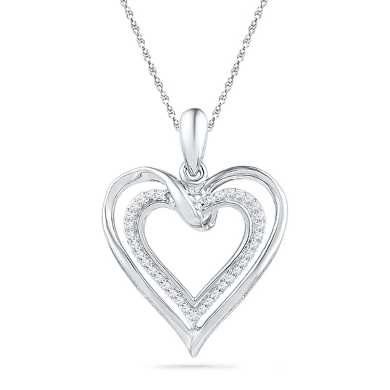 0.10 CT. T.W. Diamond Heart Pendant in Sterling Silver