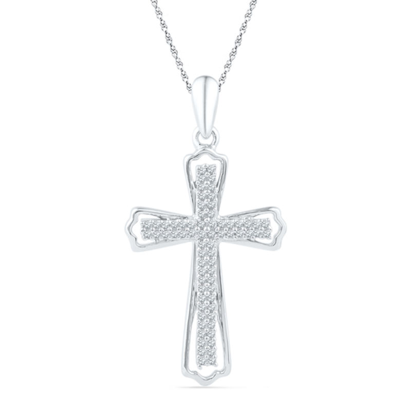 0.20 CT. T.W. Diamond Cross Pendant in Sterling Silver | Peoples