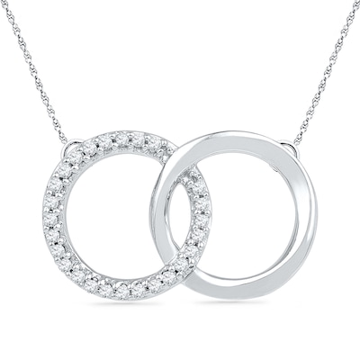 0.10 CT. T.W. Diamond Interlocking Circles Necklace in Sterling Silver