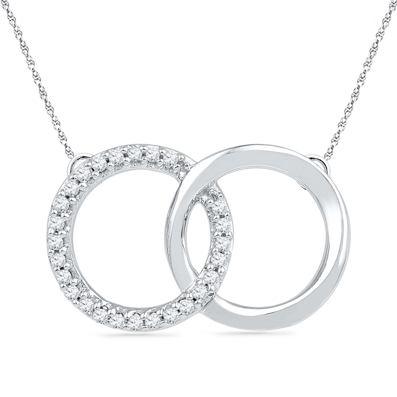 0.10 CT. T.W. Diamond Interlocking Circles Necklace in Sterling Silver|Peoples Jewellers