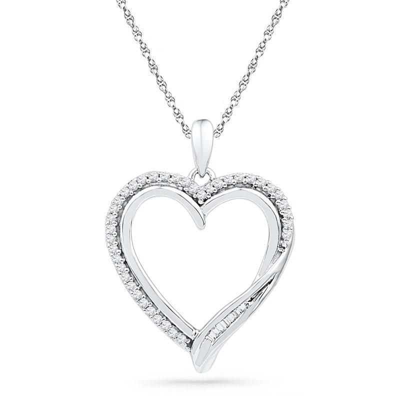 0.20 CT. T.W. Diamond Heart Pendant in Sterling Silver