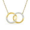 Thumbnail Image 0 of 0.10 CT. T.W. Diamond Interlocking Circles Necklace in 10K Gold