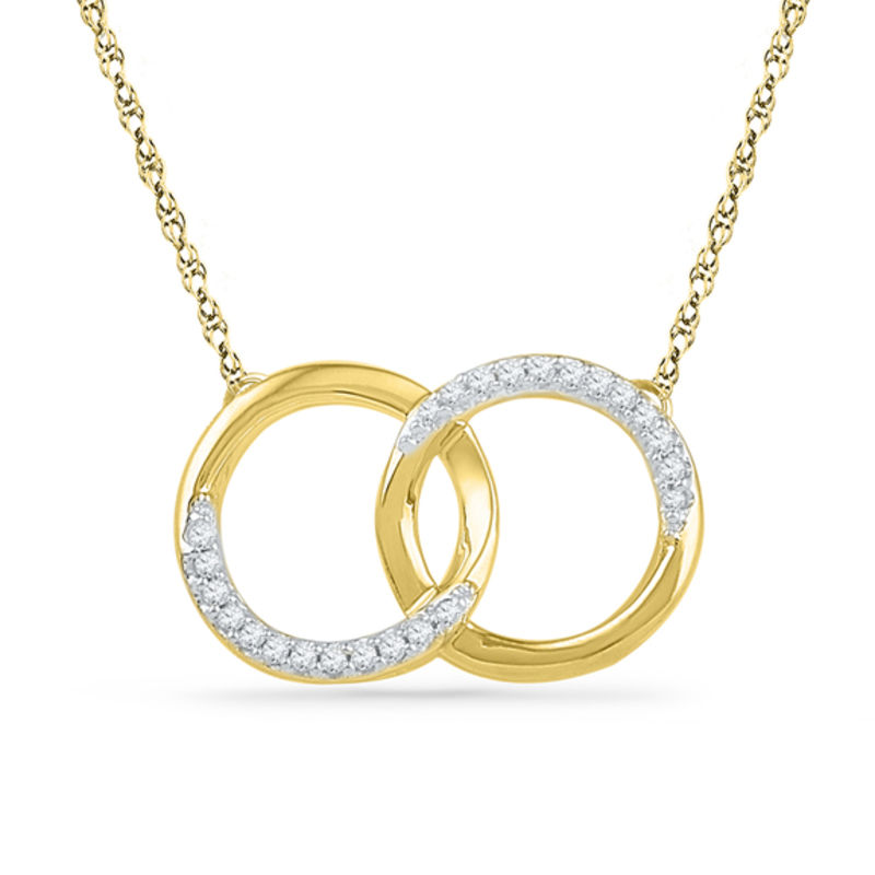 0.10 CT. T.W. Diamond Interlocking Circles Necklace in 10K Gold