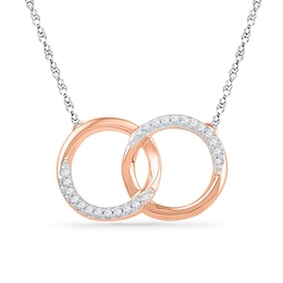 0.10 CT. T.W. Diamond Interlocking Circles Necklace in 10K Rose Gold