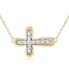 Thumbnail Image 0 of Diamond Accent Sideways Cross Necklace in 10K Gold