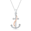 0.10 CT. T.W. Diamond Anchor Pendant in Sterling Silver and 10K Rose Gold