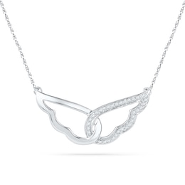 0.13 CT. T.W. Diamond Wings Necklace in 10K White Gold