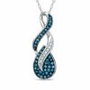 Thumbnail Image 0 of 0.15 CT. T.W. Enhanced Blue and White Diamond Overlay Teardrop Pendant in 10K White Gold