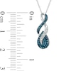 Thumbnail Image 1 of 0.15 CT. T.W. Enhanced Blue and White Diamond Overlay Teardrop Pendant in 10K White Gold