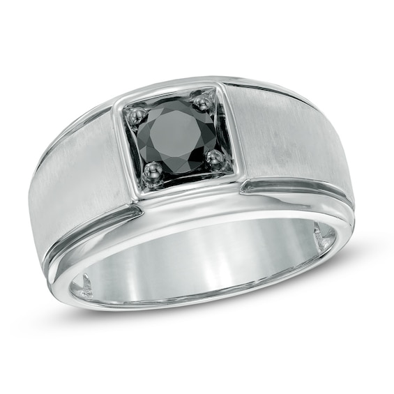 Men's 1.00 CT. Black Diamond Solitaire Ring in Sterling Silver