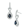 Thumbnail Image 0 of Pear-Shaped Blue Sapphire and 0.16 CT. T.W. Diamond Drop Earrings in 10K White Gold