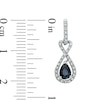 Thumbnail Image 1 of Pear-Shaped Blue Sapphire and 0.16 CT. T.W. Diamond Drop Earrings in 10K White Gold